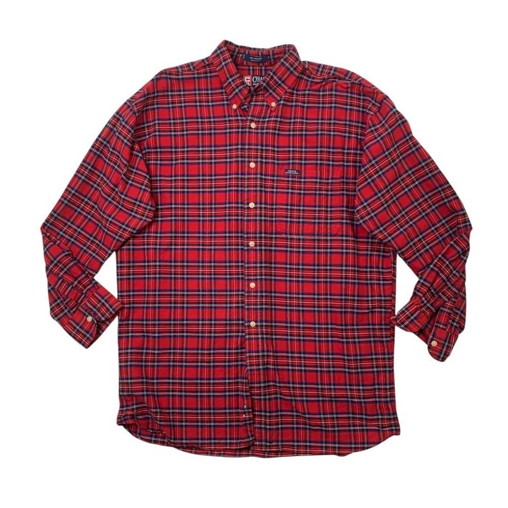 Vintage Chaps Ralph Lauren Shirt Mens Large Cotton Plaid Christmas Holiday Color